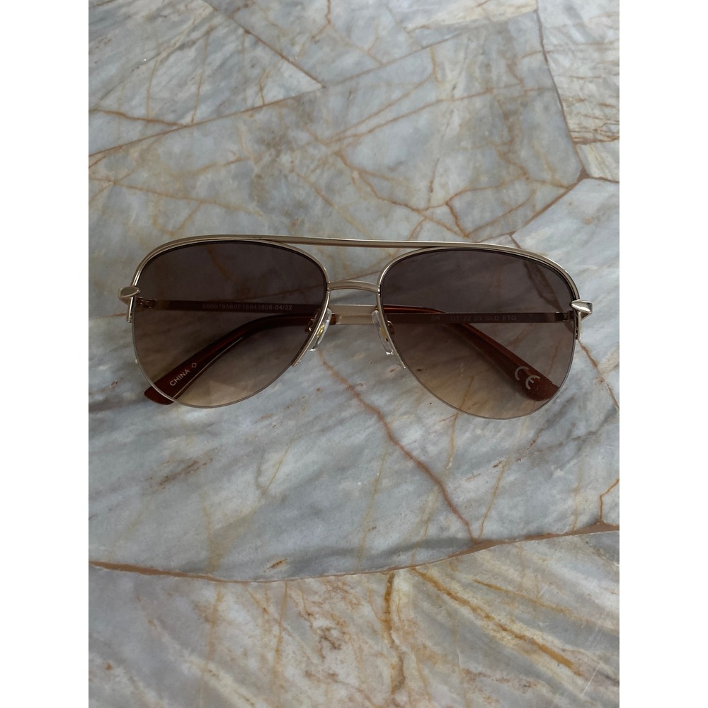 Gold Aviator Sunglasses Gradient Brown Lens Double Bridge‎ UT 22 20 GLD FTG